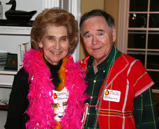 Rev. Browne and wife in red!