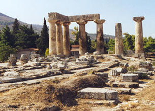 Apollo's temple in Corinth today.