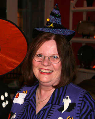 Louise Huck in Halloween regalia.