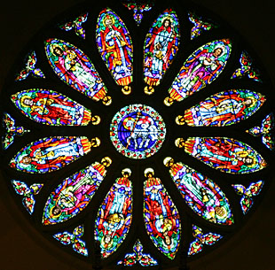 The St. Martin's stained glass Rose Window.