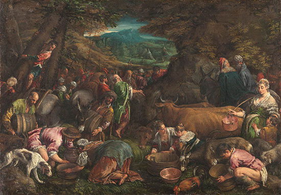 Moses drawing water from the rock-Jacopo Bassano 1583-85