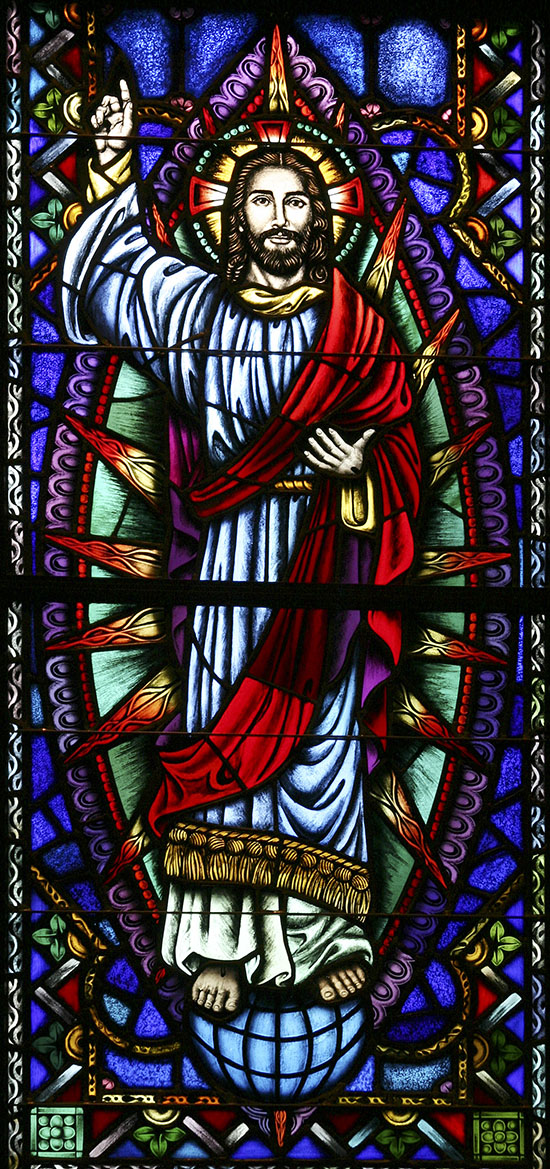 Jesus in the Great Commission Stained Glass