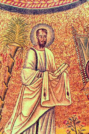 St. Paul in mosaic, Ravenna, Italy.